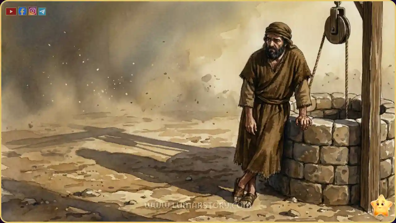 صاحب البئر يقف وحيداً حزيناً ولا أحد يشتري منه الماء