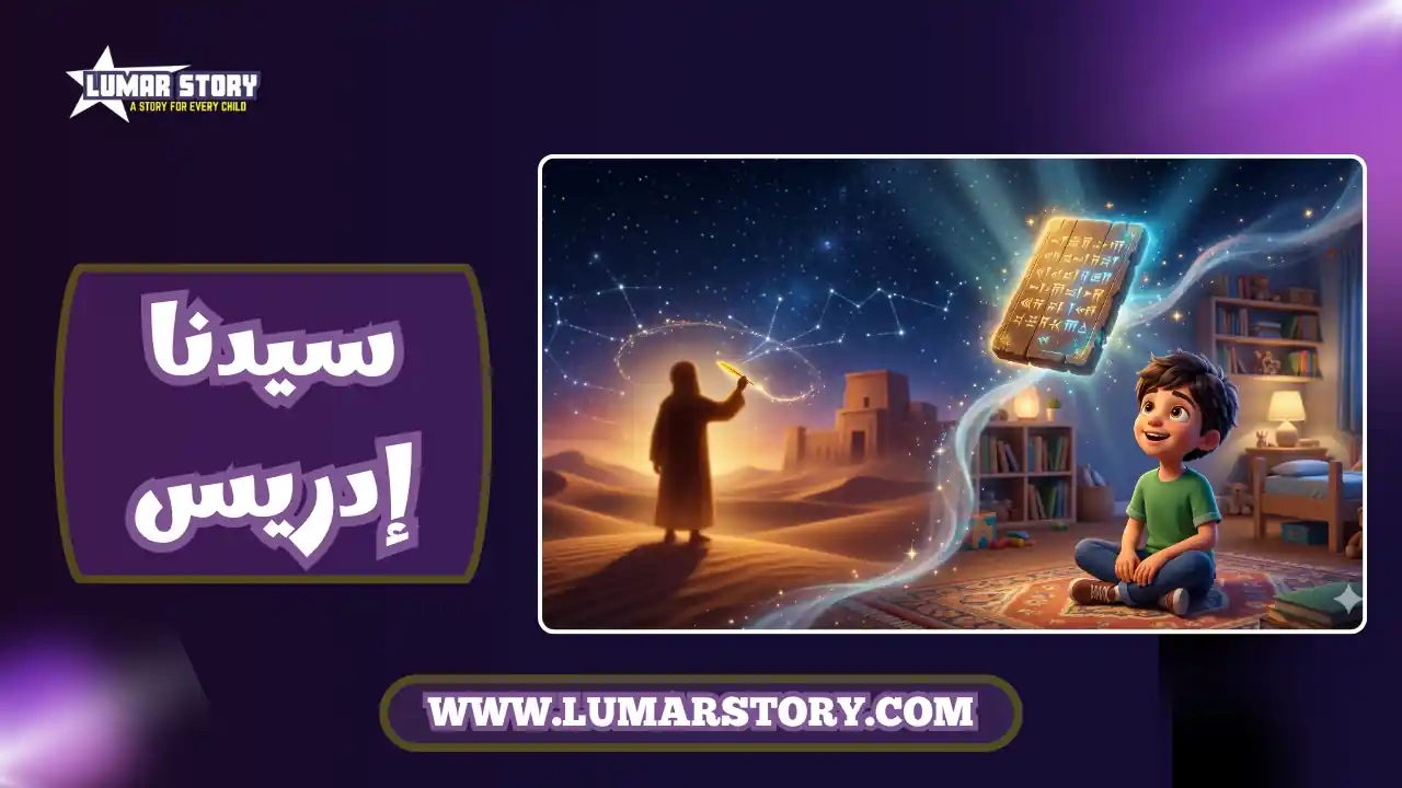 غلاف قصة النبي إدريس للأطفال بتصميم خيالي وجذاب