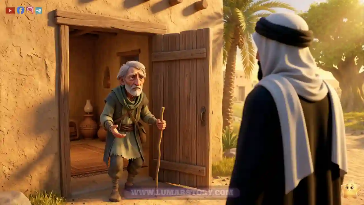 إبليس متنكر في هيئة رجل عجوز يطرق باب النبي ذو الكفل ويطلب مساعدته