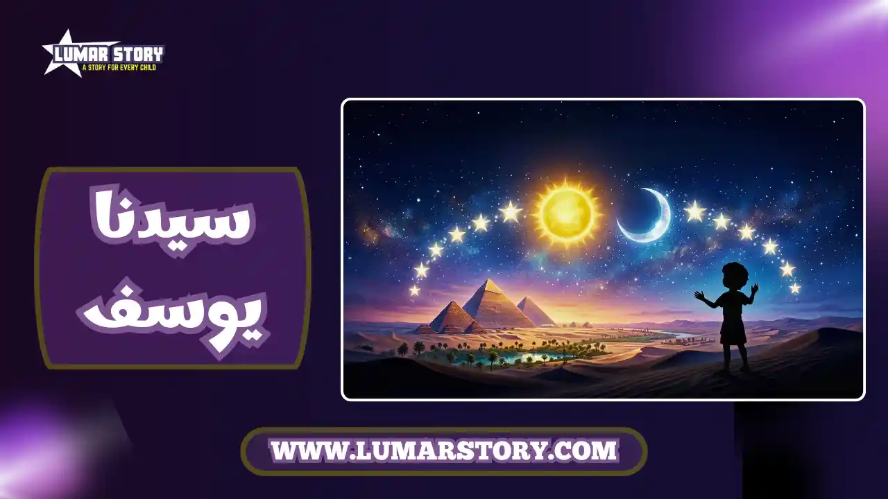 صورة غلاف كرتونية ثلاثية الأبعاد تظهر طفلاً ينظر إلى السماء حيث تسجد له الشمس والقمر والأحد عشر كوكباً في مشهد ساحر.