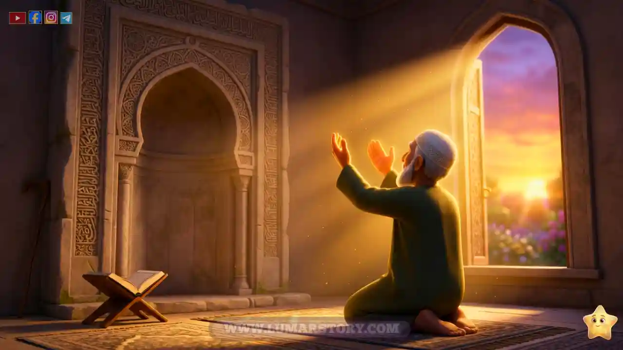 النبي زكريا يدعو الله بأمل وإيمان كبير أن يرزقه ولدا صالحا.
