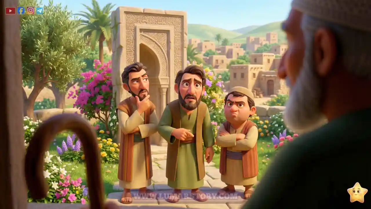 أهل القرية يتعجبون ويستغربون من دعاء النبي زكريا بسبب كبر سنه.