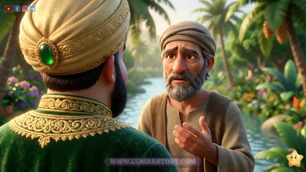 الصديق البسيط ينصح الرجل الغني ويذكره بقدرة الله سبحانه وتعالى ويحذره من زوال النعمة.